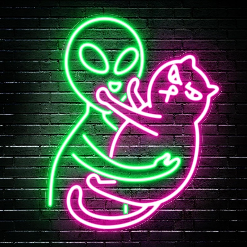 Party Games Best - Lampu Neon Alien Cat, Lampu LED