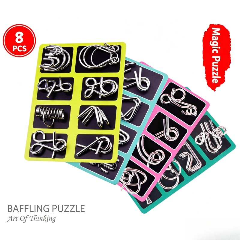 8 Buah Set Puzzle Logam Klasik - Party Games Kids And Adults ulasan dan harga