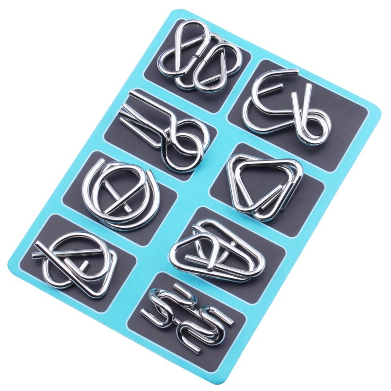 8 Buah Set Puzzle Logam Klasik - Party Games Kids And Adults ulasan dan harga