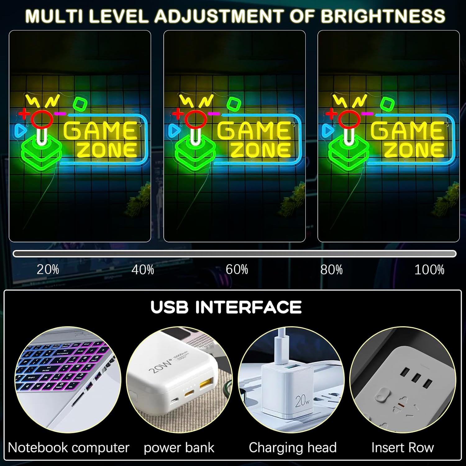 Lampu Neon Game Zone LED Hiasa - Party Games Stream ulasan dan harga