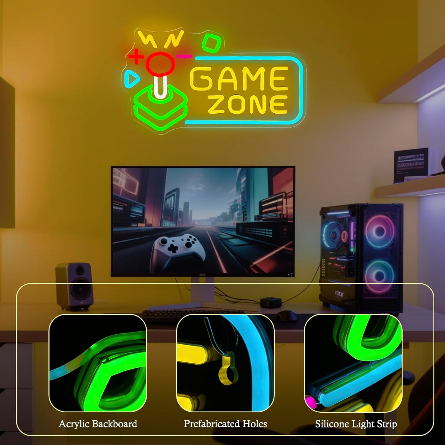 Lampu Neon Game Zone LED Hiasa - Party Games Stream ulasan dan harga