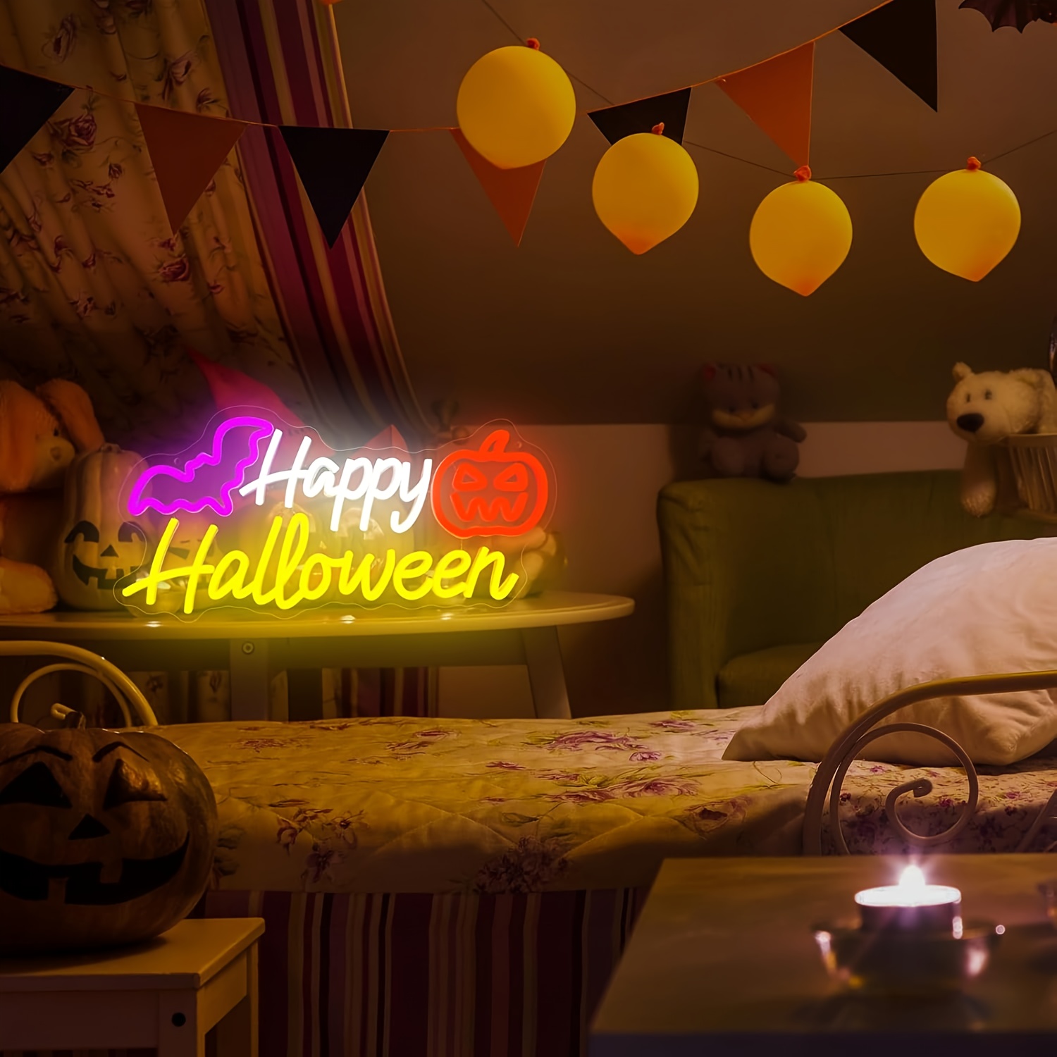 Lampu Neon Happy Halloween yan - Party Games Shop ulasan dan harga